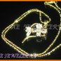 AS018F Heart Floral White Topaz Pear Cut 18K Yellow Gold Plated Pendant Earrings Sets 16" Necklace