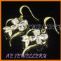 AS018F Heart Floral White Topaz Pear Cut 18K Yellow Gold Plated Pendant Earrings Sets 16" Necklace