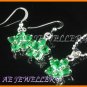 AS020F Emerald Floral Round Cut 18K White Gold Plated Pendant Earrings Set 16" Necklace