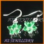 AS020F Emerald Floral Round Cut 18K White Gold Plated Pendant Earrings Set 16" Necklace