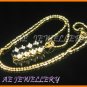 AS034AF Black Sapphire White Topaz 18K Yellow Gold Plated Pendant Necklace Earrings Set 16"