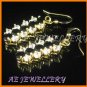 AS034AF Black Sapphire White Topaz 18K Yellow Gold Plated Pendant Necklace Earrings Set 16"