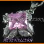 AS176F Pink Sapphire White Topaz Marquise 18K White Gold Plated Pendant Necklace Earrings Sets 16"