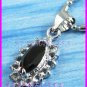 AS233F Black Sapphire Glass Silver Plated Pendant Earrings Set (Necklace not included)