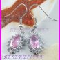 AS234F Pink Sapphire Glass Silver Pendant Earrings Set (Necklace not included)