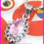 AS234F Pink Sapphire Glass Silver Pendant Earrings Set (Necklace not included)