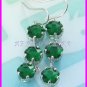 AS239F Emerald Cut 18K White Gold Plated Pendant Necklace Earrings Set 16"
