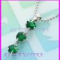 AS239F Emerald Cut 18K White Gold Plated Pendant Necklace Earrings Set 16"