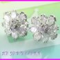 AS253F White Topaz Floral Oval Round Cut 18K White Gold Plated Pendant Necklace Earrings Set 16"