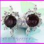 AS256F RUBY White Topaz 18K White Gold Plated Pendant Necklace Earrings Set 16"