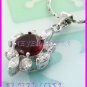 AS256F RUBY White Topaz 18K White Gold Plated Pendant Necklace Earrings Set 16"