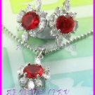 AS257F Hyacinth White Topaz 18K White Gold Plated Pendant Necklace Earrings Set 16"