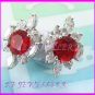 AS257F Hyacinth White Topaz 18K White Gold Plated Pendant Necklace Earrings Set 16"