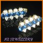 AS034F Blue Sapphire White Topaz 18K Yellow Gold Plated Pendant Necklace Earrings Set 16"