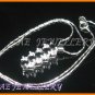 AS039F Black Sapphire White Topaz Round Cut 18K White Gold Plated Pendant Necklace Earrings Set