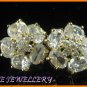 AS042F hite Topaz Floral 18K Yellow Gold Plated Cocktail Pendant Necklace Earrings Set
