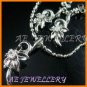 AS050F White Topaz Floral Round Cut 18K White Gold Plated Pendant Necklace Earrings Set 16"