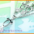 AS052F White Topaz Round Cut 18K White Gold Plated Pendant Necklace Earrings Set 16"