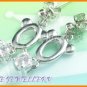 AS052F White Topaz Round Cut 18K White Gold Plated Pendant Necklace Earrings Set 16"