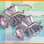 AS133F Amethyst Round Octagon Cut 18K White Gold Plated Pendant Necklace Earrings Set 16"