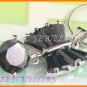 AS134F Black Sapphire Round Octagon Cut 18K White Gold Plated Pendant Necklace Earrings Set 16"