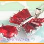 AS136F Ruby Round Octagon Cut 18K White Gold Plated Pendant Necklace Earrings Set 16"