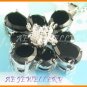 AS144F Black Sapphire White Topaz 18K White Gold Plated Pendant Necklace Earrings Set 16"
