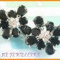 AS144F Black Sapphire White Topaz 18K White Gold Plated Pendant Necklace Earrings Set 16"