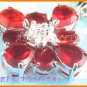 AS145F Ruby White Topaz 18K White Gold Plated Pendant Necklace Earrings Set 16"
