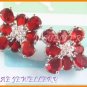 AS145F Ruby White Topaz 18K White Gold Plated Pendant Necklace Earrings Set 16"
