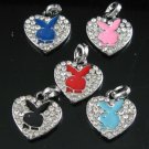 AW422 LOT 5PCS RHINESTONE RABBIT SILVER PENDANTS NECKLACE 16"