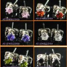AW962FR LOT 6 PAIRS 3MM PERIDOT AMETHYST SAPPHIRE EARRING EAR STUDS
