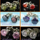 AW965FR LOT 6 PAIRS 6MM PERIDOT AMETHYST SAPPHIRE EARRING EAR STUDS