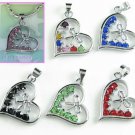 AW398AF LOT 6PCS RHINESTONE HEART 18KGP PENDANTS