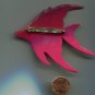 Pink Handpainted Wooden Fish Pin with Rhinestones