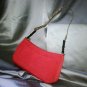 RED HANDBAG W/SNAKESKIN & BLACK BEADED STRAP