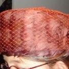 Vintage Rust Feathers/Netting Pillbox Women Hat 60's
