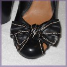 WOMEN'S SIZE 9 Black with Tan Threading 4 inch Heels