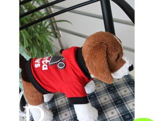 Red Spring Autumn Cotton Pet Dog Clothes Apparel Santa Paws Print Hoodie T028