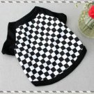 Cotton Pet Dog Clothes Apparel Black White Squares Design T-Shirt T006