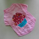 Cotton Pet Dog Clothes Apparel Cute Ice Cream Design T-Shirt Pink Color T5030P