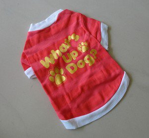 Cotton Pet Dog Clothes Apparel Cute What's Up Dog? Design Red T-Shirt WP001