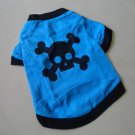 Cotton Pet Dog Clothes Apparel Skull Design Blue Color T-Shirt T5010