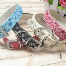PU Leather Rhinestones Pet Dog Cat Collars With Heart Charm 5 Colors MQ-0112