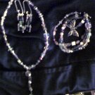 Beautiful Handcrafted 3 piece set with Glass Beads, Austrian Crystals and Sterling Silver Findings