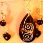 Black Tear Drop Necklace with Matching Earrings and Awsome Wire wrap!