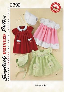 NEW Simplicity Pattern 2392 - Vintage Style 1950's Dress & Bonnet