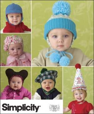 NEW Simplicity Pattern 2585 - Infant Winter Hats in 6 Styles