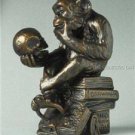 Rheinhold Philosophizing Monkey With Skull Mini Statue Sculpture Pocket Art