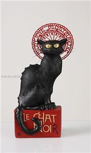 Statuette De Chat Noir En Résine - Sculpture à La Main, Décoration Zen, Pierre De Guérison - 8x8 Cm